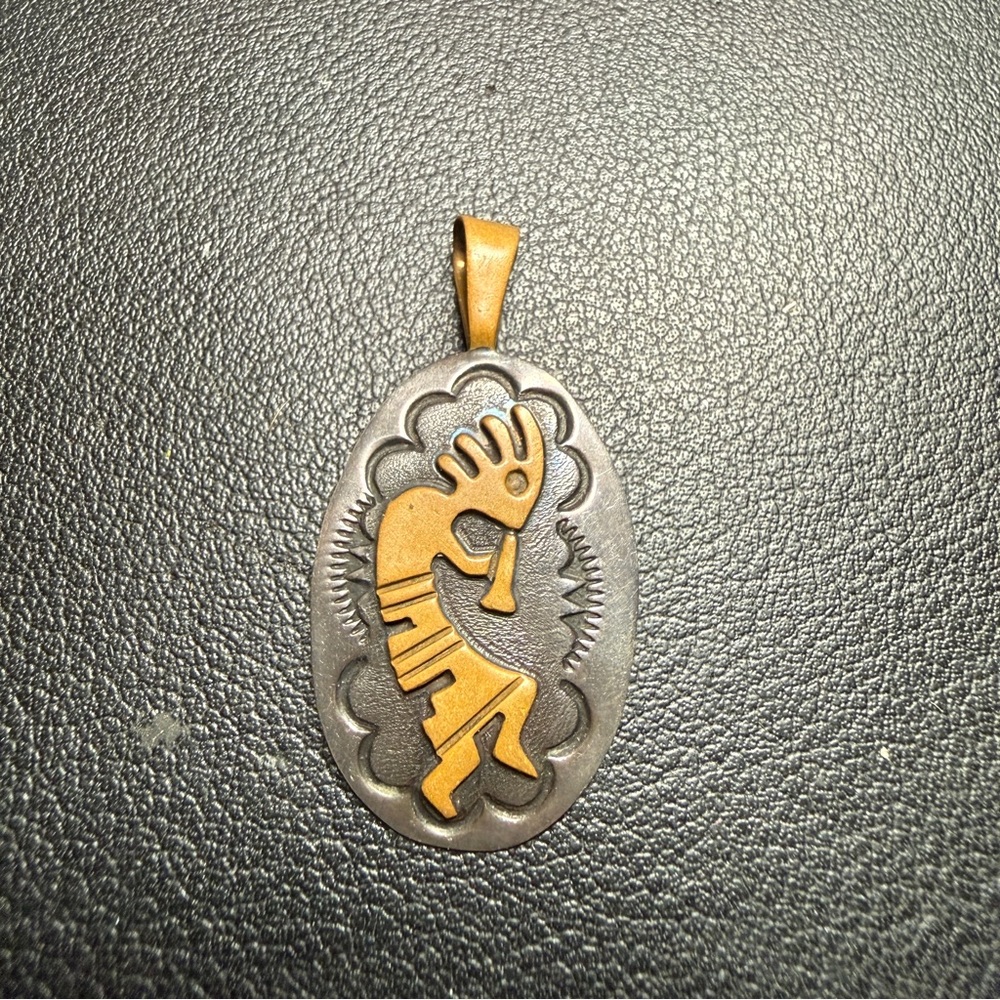 Kokopelli Authentic Navajo Native American 12k Gold Filled Sterling Pendant 3.3g